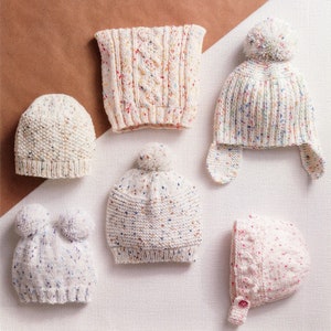 Knit Baby Kids Hats Bonnet Helmet T-Bag - 0-6, 6-12 months, 1-2, 2-3, 4-5, 6-7 years - Vintage Knitting Pattern - PDF file only