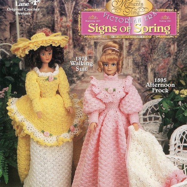 Signs of Spring 2 gowns Fashion Doll costume outfits - Moments in Time Collection - Victorian Era - Vintage Crochet Pattern - PDF file only