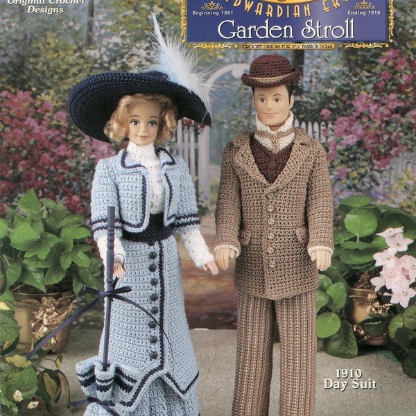 Garden Stroll His & Hers Fashion Doll Kostüm Outfits - Moments in Time Collection - Edwardian Era - Vintage Häkelanleitung - PDF file only