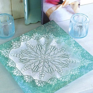 Knitted Lace Round Doily - Lily of the Valley - 35 x 28 cm - 13 3/4 x 11 in - Vintage Knitting Pattern - PDF file only
