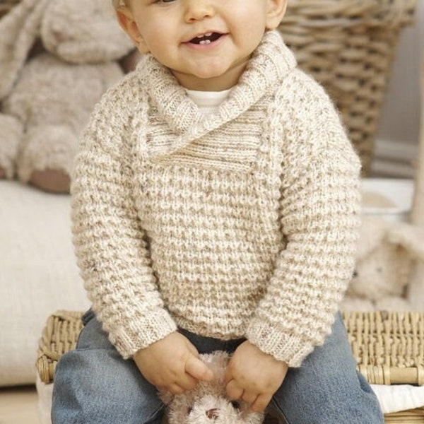 Boy's Knit Sweater, Hat and Blanket - 0-6-12M, 1-2y - 2-3y - 4-5y - 6-7y - Vintage Knitting Pattern - PDF file only