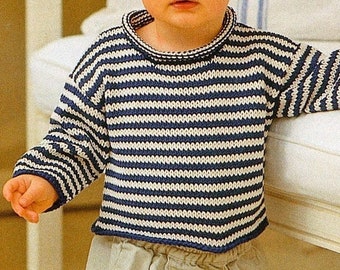 Baby Toddler Kids Boy Girl Roll-neck Pullover & Blanket - 3-6, 6-12 M, 1-2-3-4-5-6-7-8-9-10y - Vintage Knitting Pattern - PDF file only