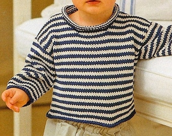 DK 8-ply Knit Baby Toddler Kids Boy Girl Roll-neck Pullover, Blanket - 3-6, 6-12 M, 1-2-3-4-5-6-7-8-9-10y - Vintage Knit Pattern - PDF Only