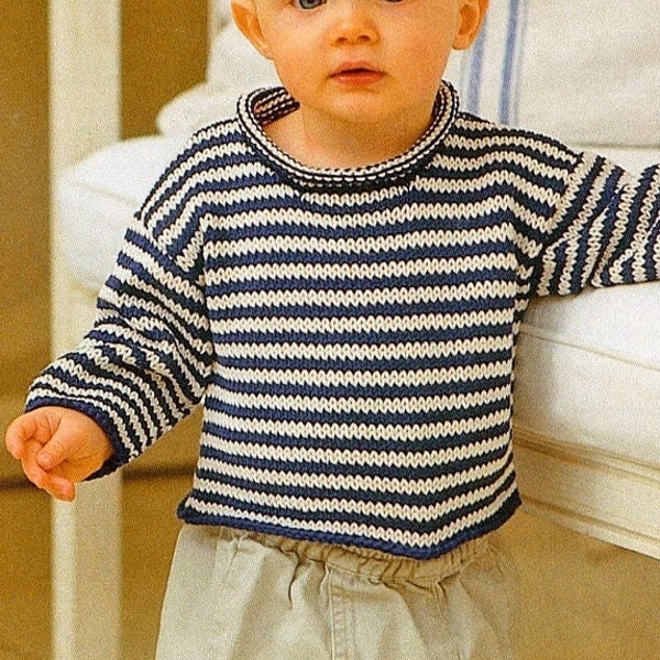 Bebé niño niños niño niña roll-neck pullover & manta - 3-6, 6-12 M, 1-2-3-4-5-6-7-8-9-10y - Patrón de punto vintage - Sólo archivo PDF