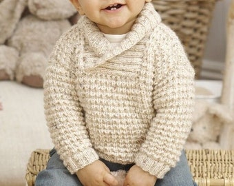 Boy's Knit Sweater, Hat and Blanket - 0-6-12M, 1-2y - 2-3y - 4-5y - 6-7y - Vintage Knitting Pattern - PDF file only
