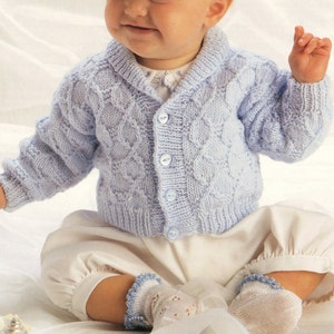 Jaqueta masculina de malha com gola xale - 0-6, 6-12M, 1-2a, 3-4a, 5-6a - Padrão de tricô vintage - somente arquivo PDF