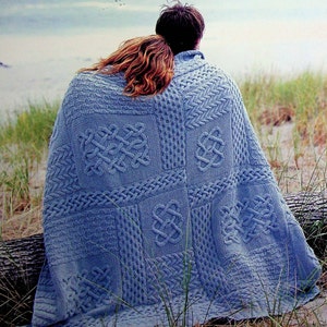 Blue Cabled Blanket Cables Sampler Afghan 52 x 68 in Vintage Knitting Pattern PDF file only image 3