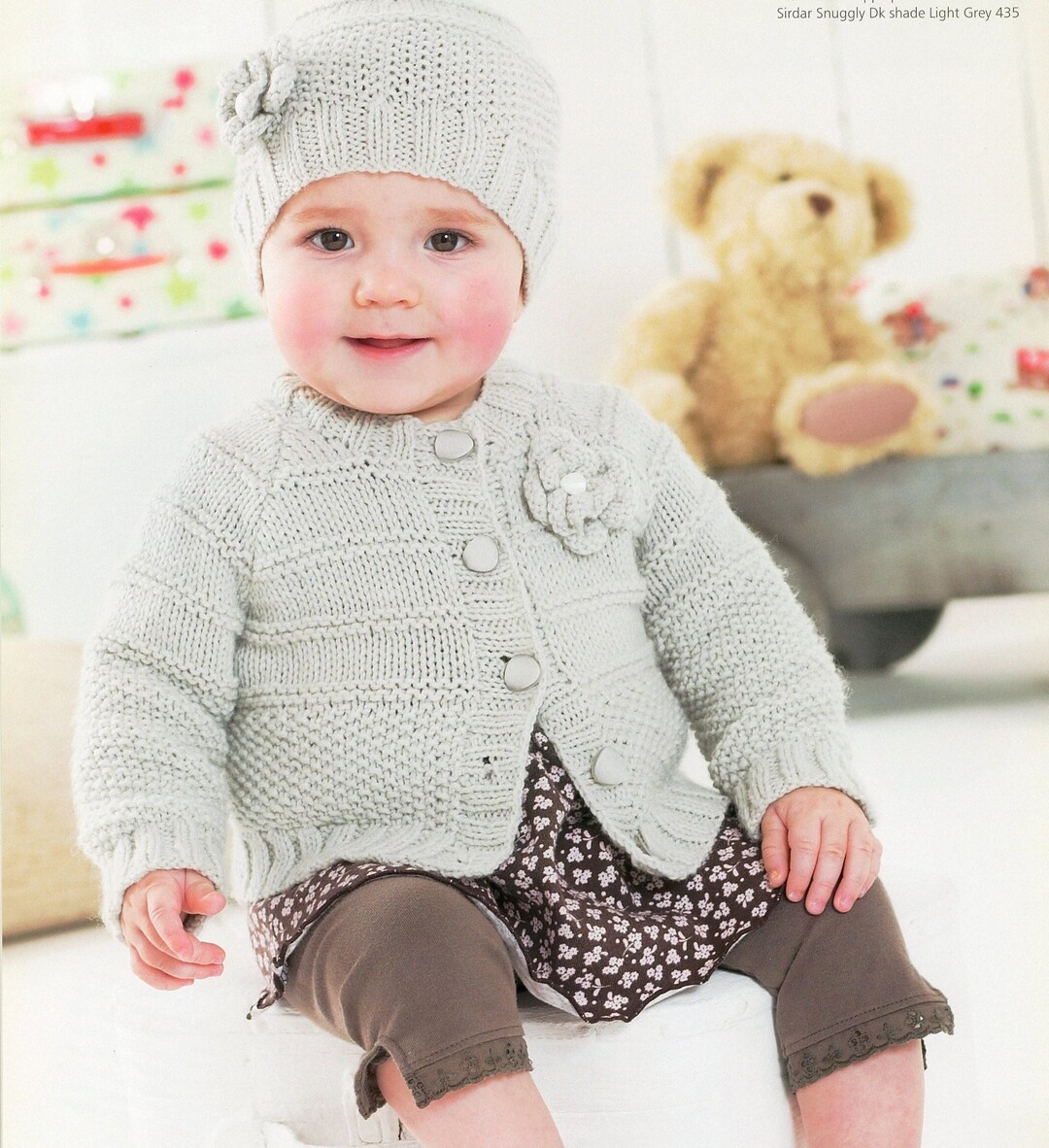 Knit Baby Girl Long Sleeve Cardie & Hat 06, 612 Months, 12, 23, 45