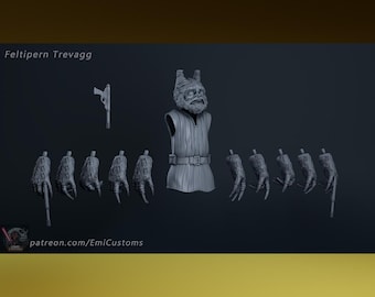 Feltipern Trevagg Head (cantina Patron) - 3D Printed- Vintage