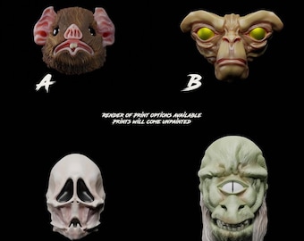 Cantina Alien Heads and Hands - 3D Printed Head Sculpt - Black Series Scale