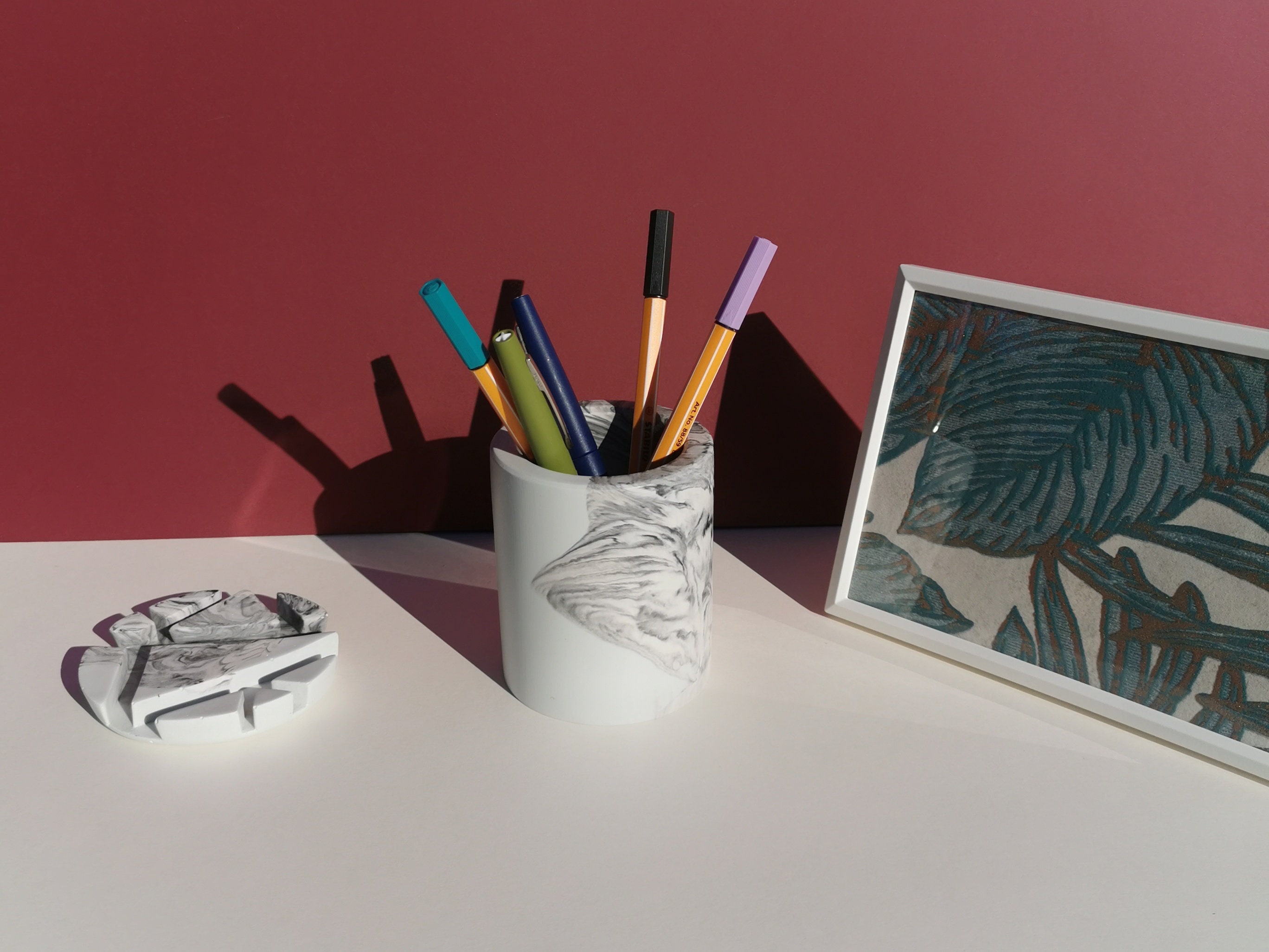 Pot/Vase, Vert Menthe Pastel et Marbré, Fait Main