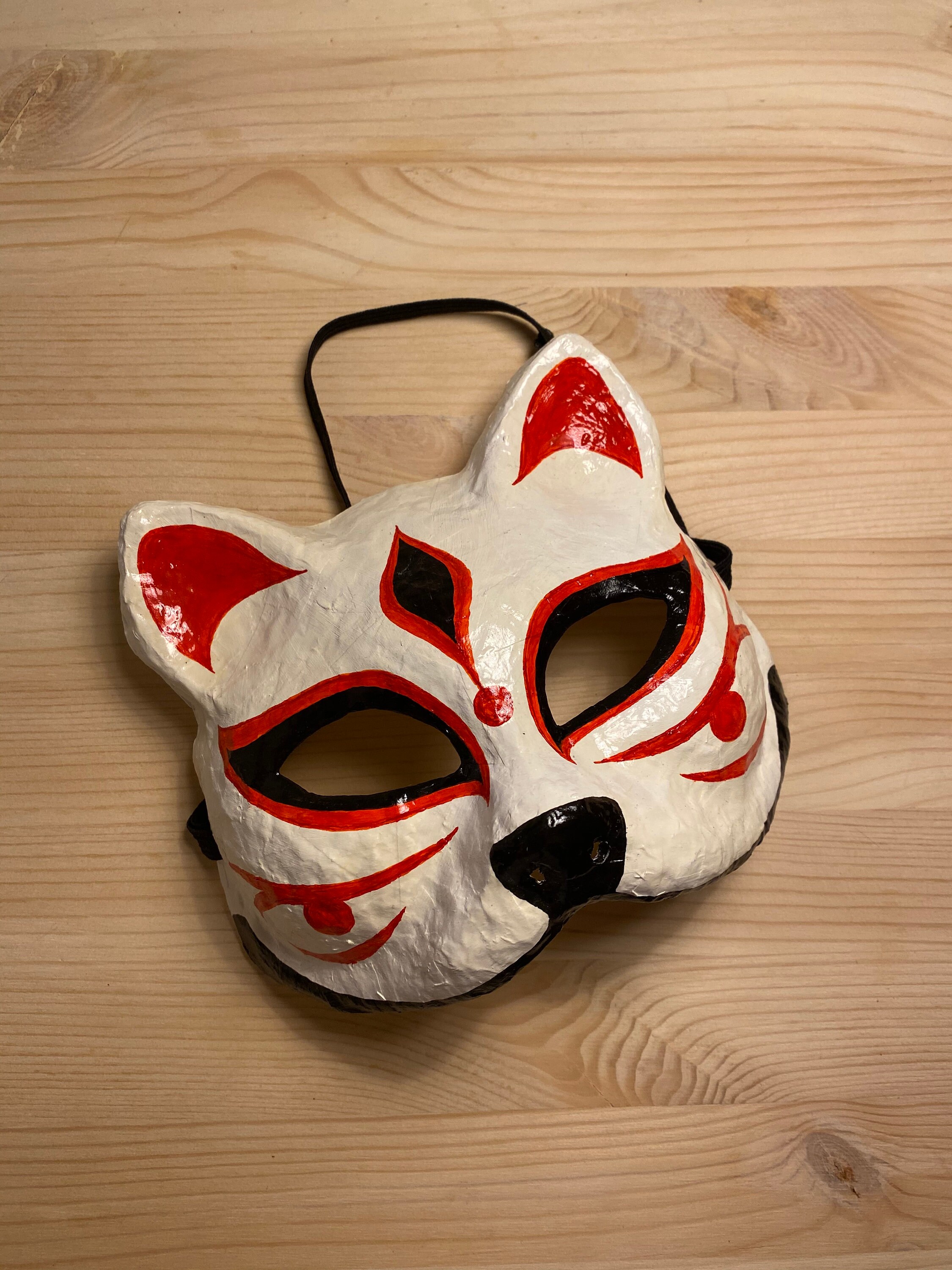 Kitsune mask Papier mache handmade Etsy