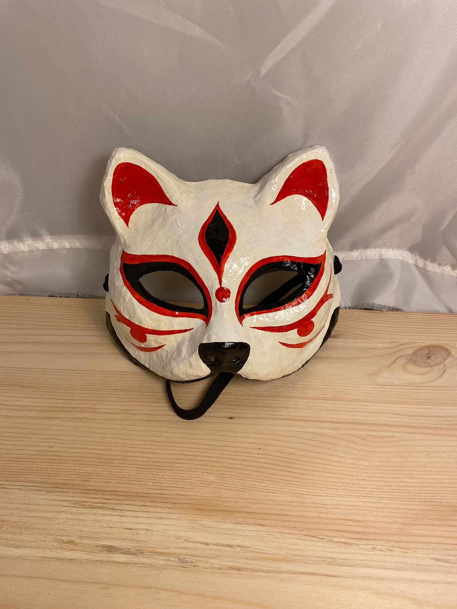 Kitsune mask Papier mache handmade Etsy