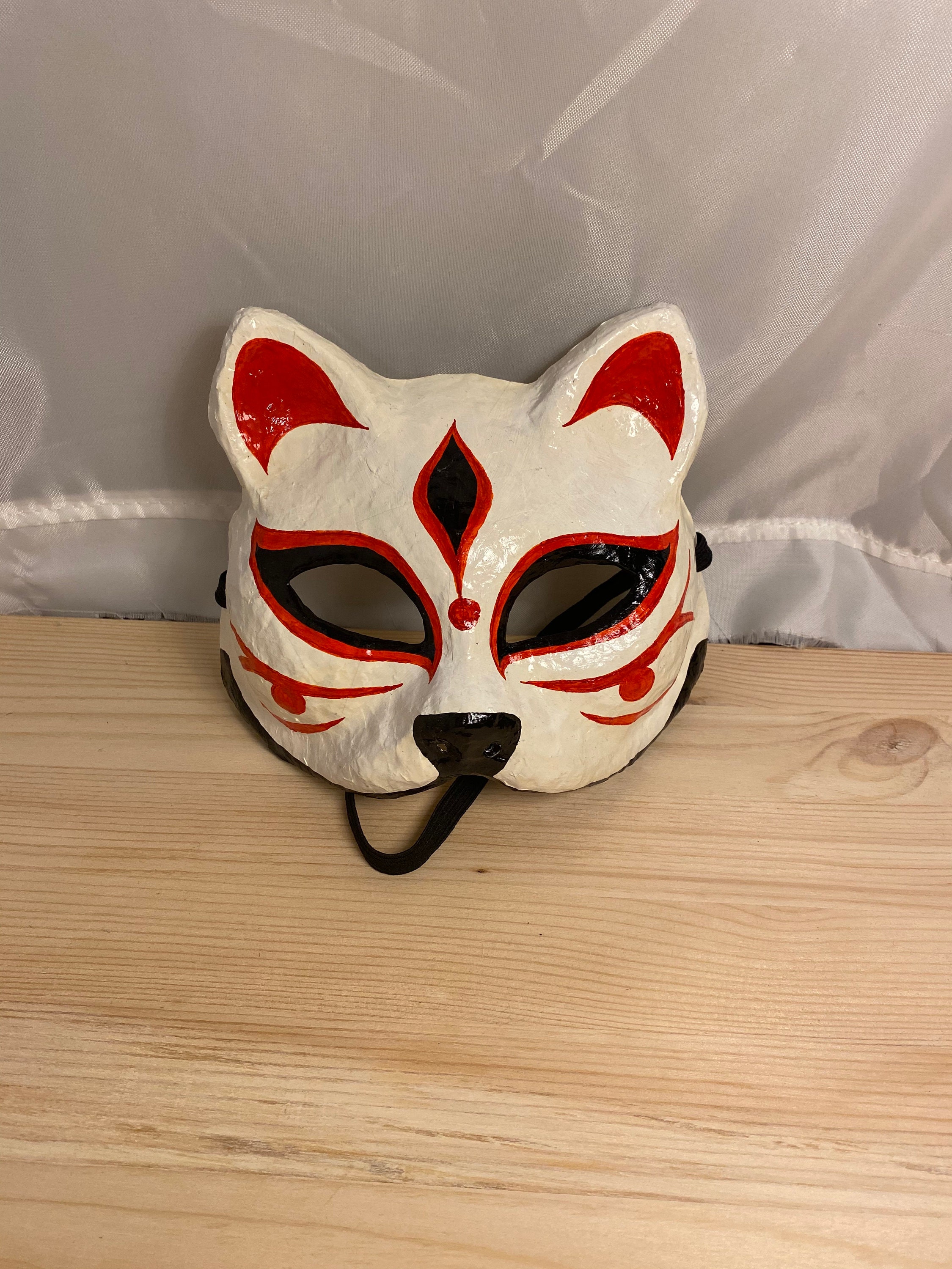 Kitsune mask Papier mache handmade Etsy