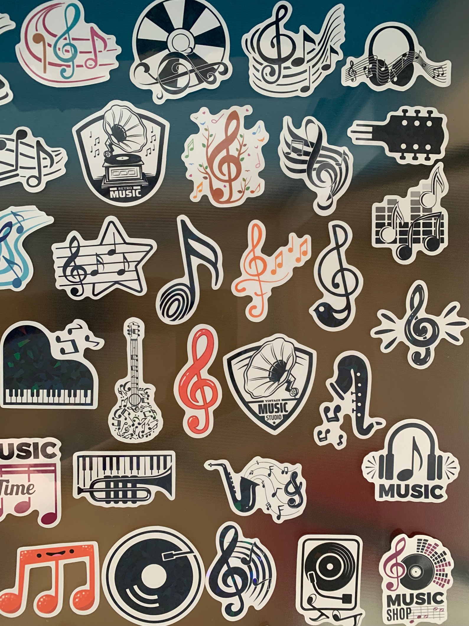 Draw Sticker Music Note 50 Pieces Music Sticker Musical Sticker Musical Notes Sticker Pack ...