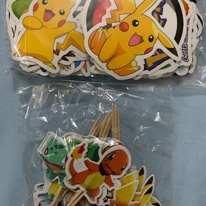 Anime Poke Inspired Sticker and Cupcake Toppers Waterbottle Laptop Sticker Pack Anime Stickers