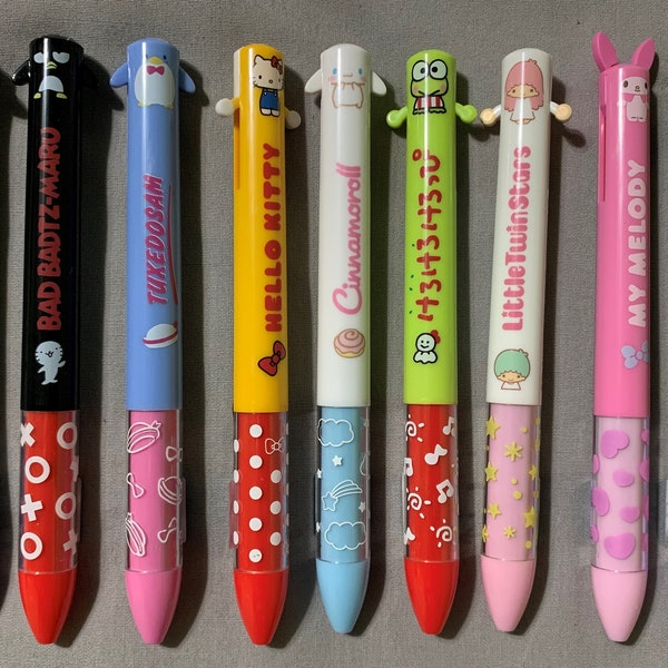 Sanrio Pen Ballpoint Pen Black and Red Inks in One Ear-Shaped Pen Hello Kitty Kuromi My Melody Badtz Little Twin Stars Cinnamoroll Mofusand