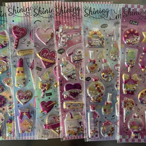 Foglio di adesivi glitterati 3D Puffy Shaker Kawaii