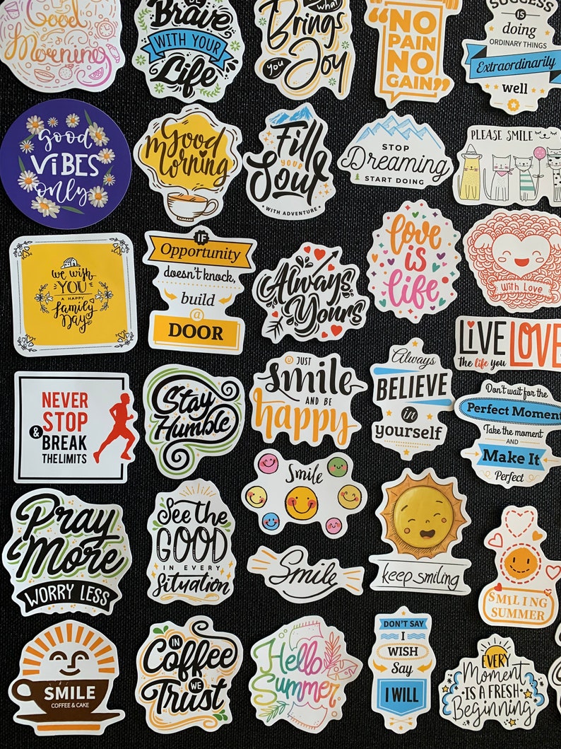 Inspirational Motivational Sticker Pack Positive Words Phrasesquotes ...