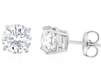 Lab Grown Diamond Stud Earrings 14K Gold Four-Prong Basket Studs (1/2CT - 5CT)