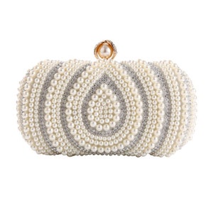 Perle Elfenbein Clutch Tasche mit Gold detailliert Bild 3