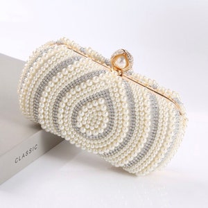 Perle Elfenbein Clutch Tasche mit Gold detailliert Bild 7