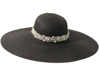 Vintage large brim sun hat for women