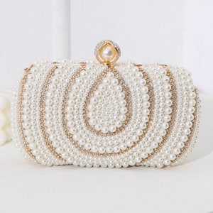 Perle Elfenbein Clutch Tasche mit Gold detailliert Bild 1