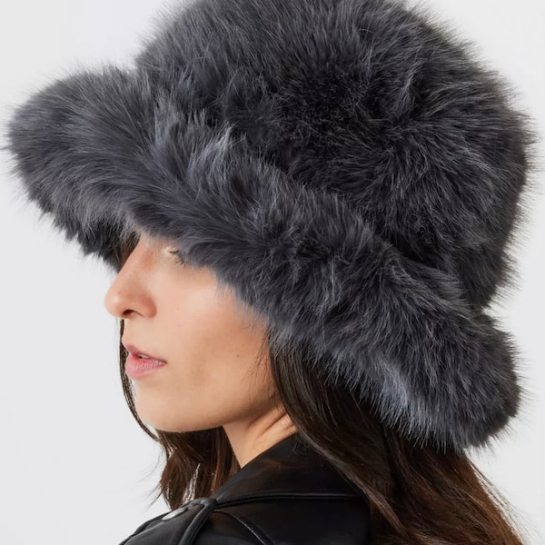 Fluffy Faux-Fur Bucket Hat