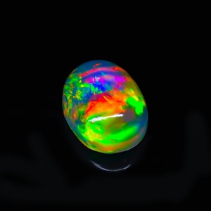 Natural Ethiopian Opal Cabochon, Full Fire Rainbow Flash, Oval Loose Gemstone for Jewelry