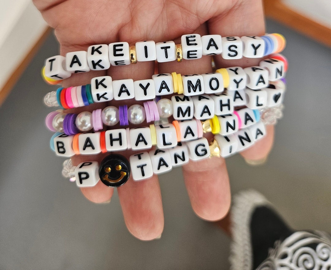 Filipino tagalog Stackable Bead Bracelet Parents Sayings Etsy