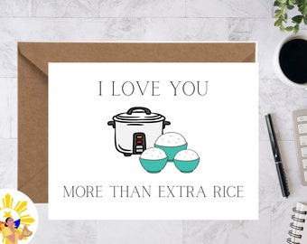 I love you more! Love Cards- Filipino/Tagalog - Valentines Day Card, Food Pun Card