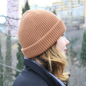 Handmade winter caramel hat