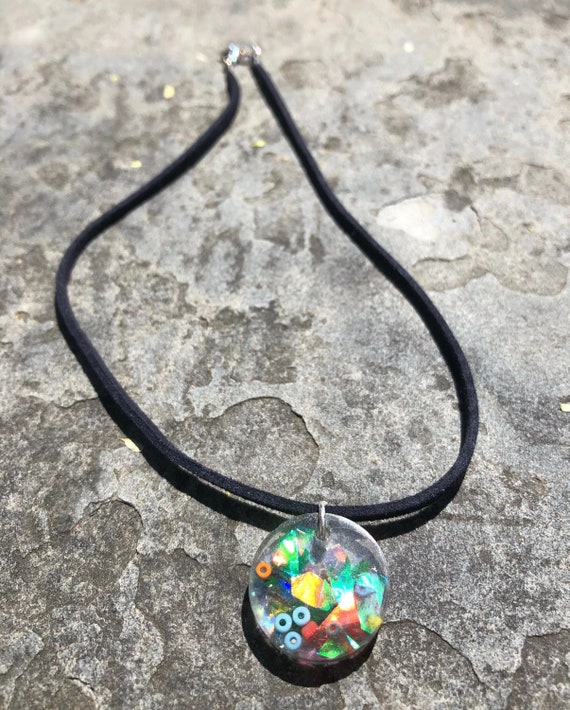 Sparkly Bead Resin Necklace Etsy