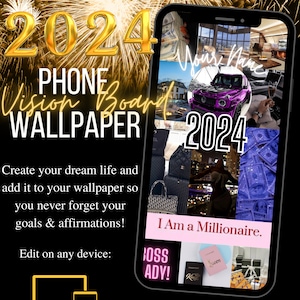 Vision Board Vorlage, IPhone Wallpaper, Handy Wallpaper, Digital Vision Board, Canva Vorlage, Sofort Download, Ziele