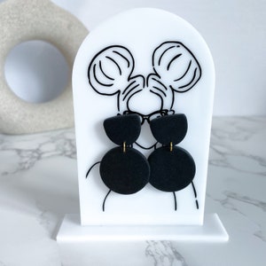 Black Lightweight Clay Earrings, Statement Earrings, Everyday Black Jewelry, Hypoallergenic Earrings, Lightweight