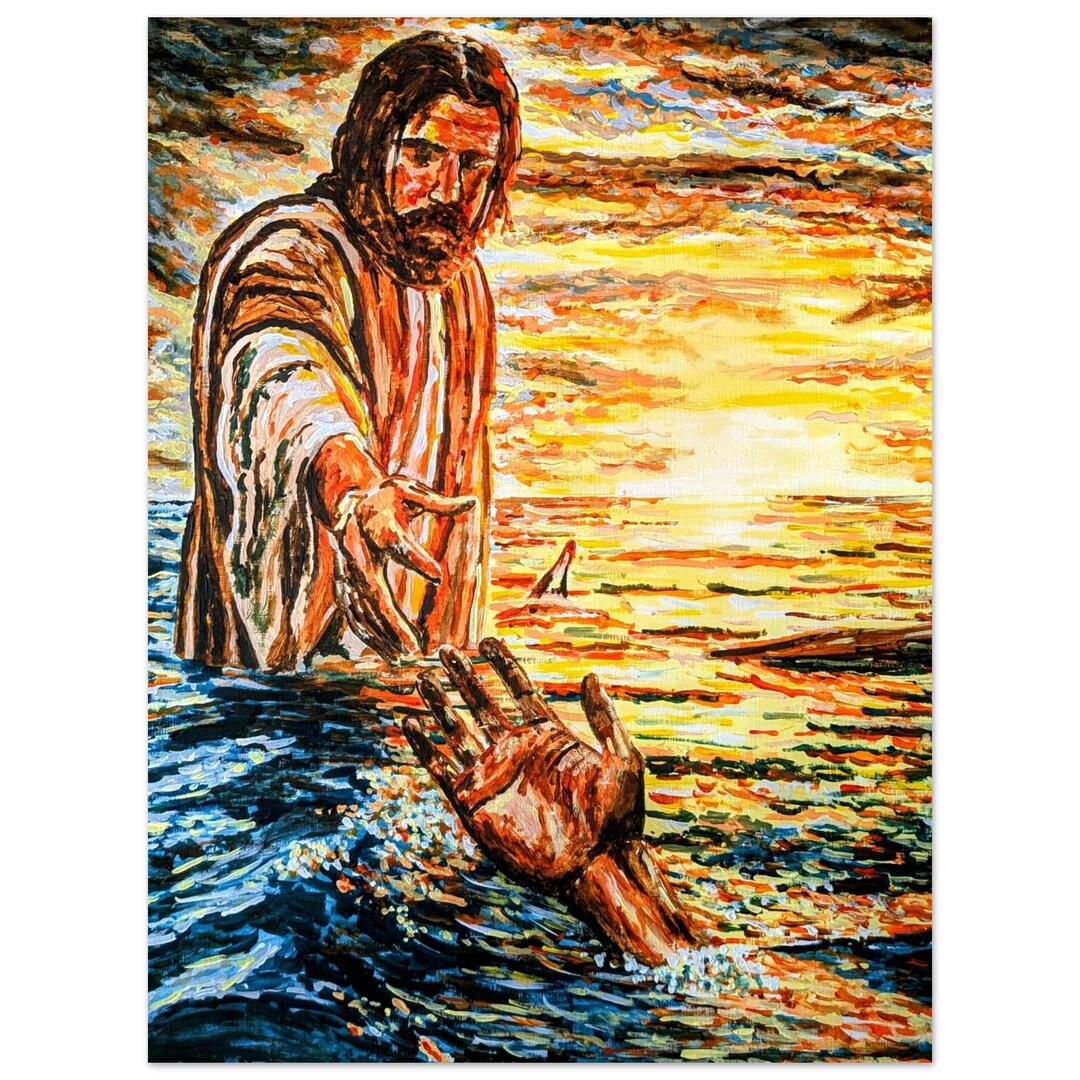 Jesus Walking on Water From Matthew 14:31 - Fine Art Poster Print of ...