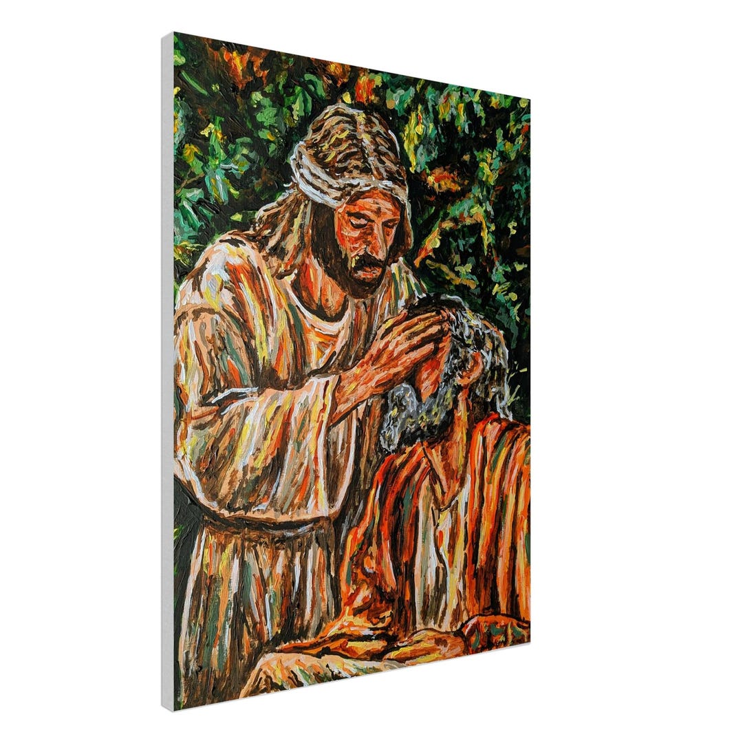 Jesus Healing the Blind Man From John 9:6 - Canvas Print of Original ...