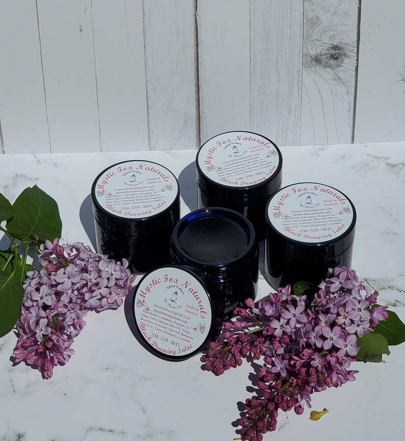 2oz. jar Black Drawing Salve to Draw Out Impurities Activated Charcoal-Raw Honey Handmade Body Care in the U.S.A Zero Waste All Natural image 6