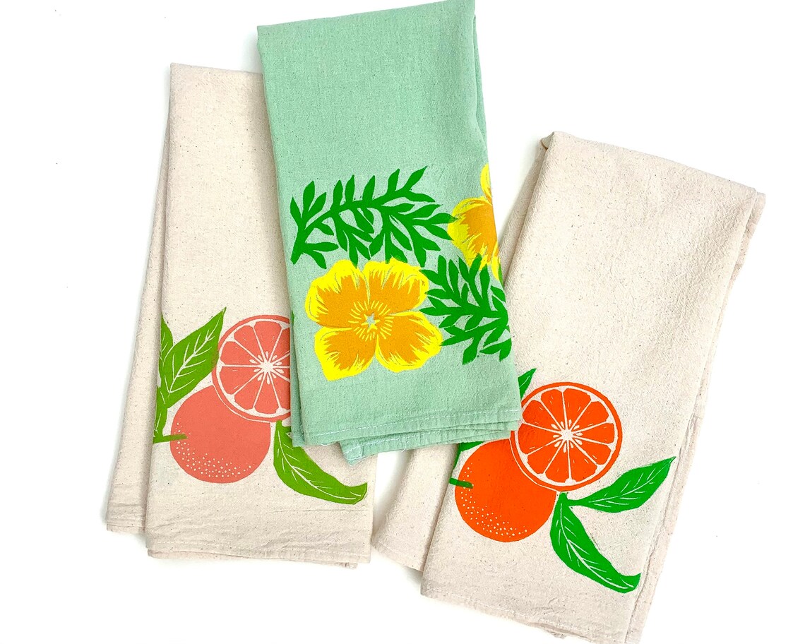 Orange Citrus Tea Towel Etsy