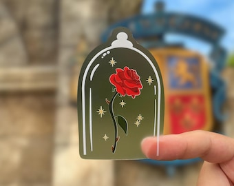Enchanted Rose Sticker | Beauty and the Beast Transparent Vinyl | Waterproof Sticker for Disney Adults, Scrapbooking, Journals & Book Lovers