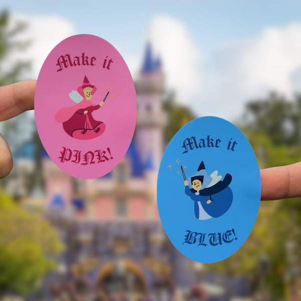 Sleeping Beauty Make it Pink or Blue |  Flora Merryweather Vinyl Stickers for Best Friends and Siblings | Scrapbooks, Laptop, Water Bottle