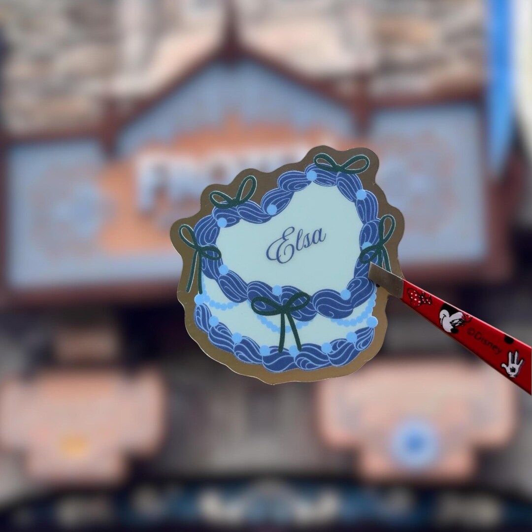 Elsa Frozen Cake Sticker | Disney Waterproof Sticker Cute Cake Sticker ...