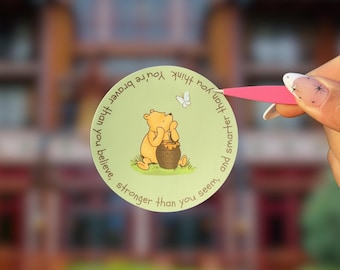 Winnie the Pooh Quote Sticker | Mental Health Motivational Matte Vinyl | Disney sticker for Scrapbooking, Journaling, Laptop, Water Bottle