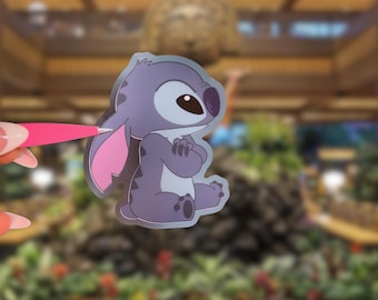 Pegatina de vinilo de Stitch Gruñón / Pegatina mate transparente de Lilo y Stitch / Regalo de Disney para scrapbooking, diario, portátil, botella de agua
