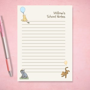 Personalized Winnie the Pooh Notepad ft. Pooh, Tigger, Piglet, & Eeyore - Sketch Memo - Disney 50 / 100 sheets lined notes - Office supplies