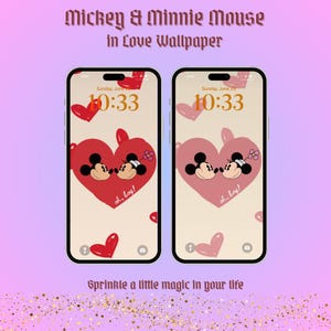 Mickey and Minnie Mouse Wallpaper – Love Aesthetic Lock Screen Digital Art, Disney Phone Digital Download, Couples Gift, Valentine
