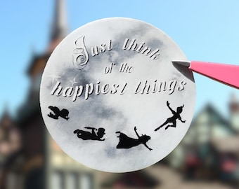 Peter Pan Moon Sticker | Just Think of the Happiest Things | Neverland Vinyl | Waterproof Disney Decal Scrapbooks, Water Bottles, Planner
