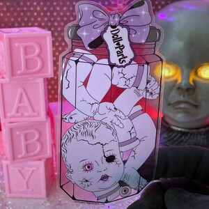 Pretty Haunted Doll Parts Specimen Jar Sticker