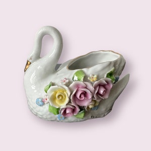OK Co German Antique Porcelain Swan Romantic Rococo Art Deco